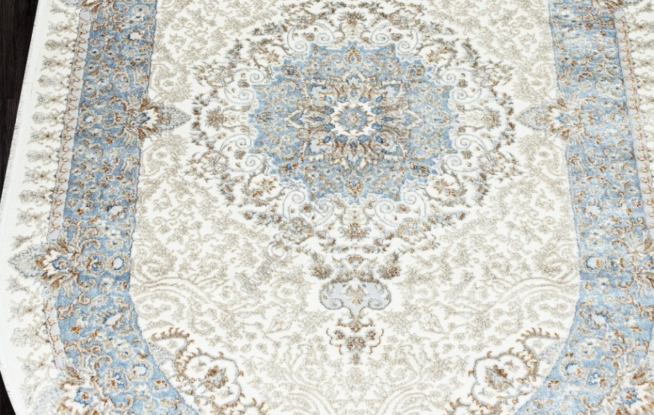 Ковер 06066A - L.BLUE FDY / CREAM HB - Овал - коллекция SAHARA